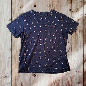 Men's Gray Flamingo Print T-Shirt